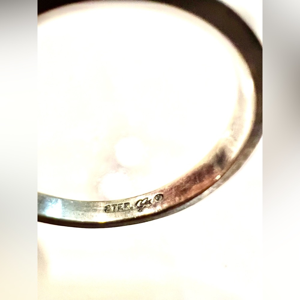 Stackable Vintage 925 Silver Ring W/Small Diamond… - image 8